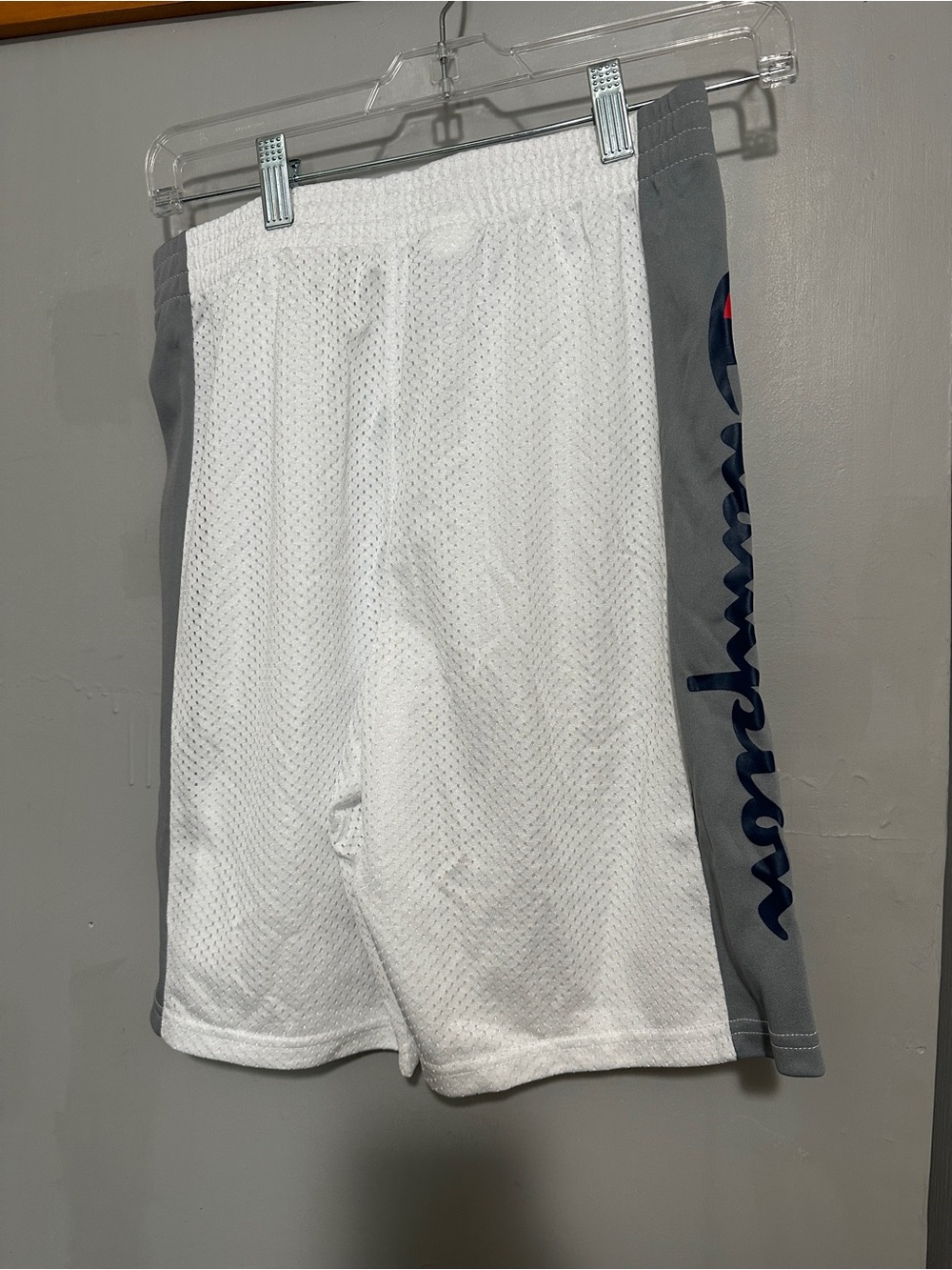Champion Boys White & Gray Mesh Athletic Shorts